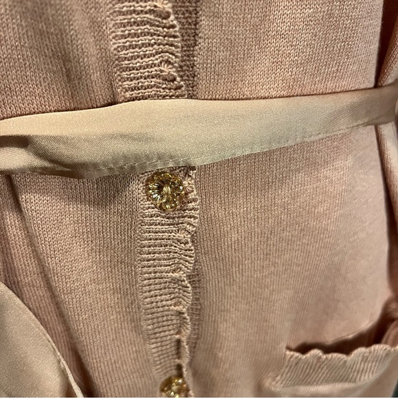 🌸NWT ELLE BLUSH PINK CARDIGAN SWEATER WITH SATIN BOW🌸 - Picture 4 of 8